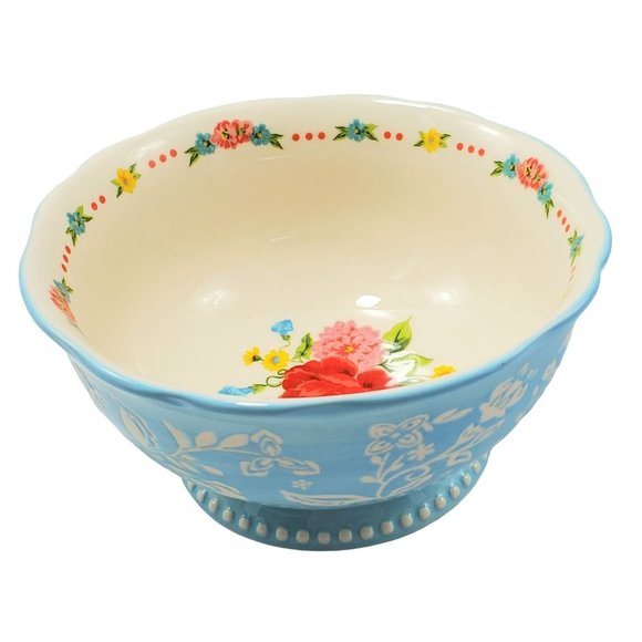 The Pioneer Woman Embossed Footed SWEET ROSE 6" Stoneware Cereal Bowl - Picture 2 of 6